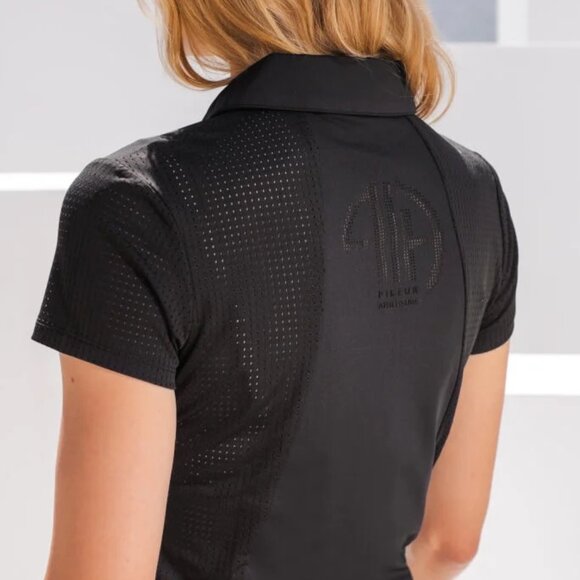 Pikeur Women's Polo Shirt Tasha Short Sleeve Equestrian Horse Black Size 38 - Picture 12 of 16